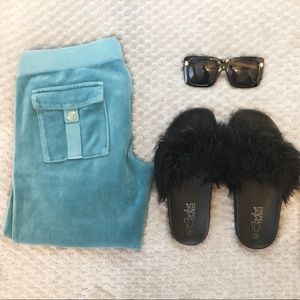 JUICY COUTURE Velour Tracksuit Sweats Blue Vintage